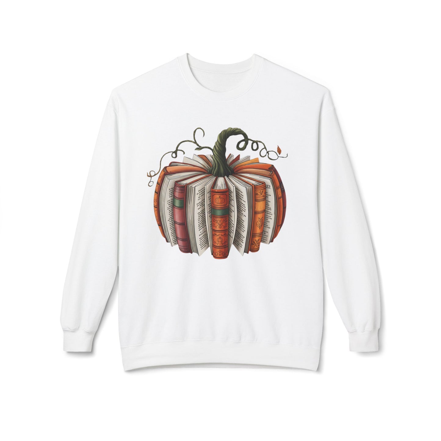 Pumpkin Books Crewneck Sweatshirt, Cozy Fall Sweater, Gift for Book Lovers, Halloween Apparel, Autumn Fashion