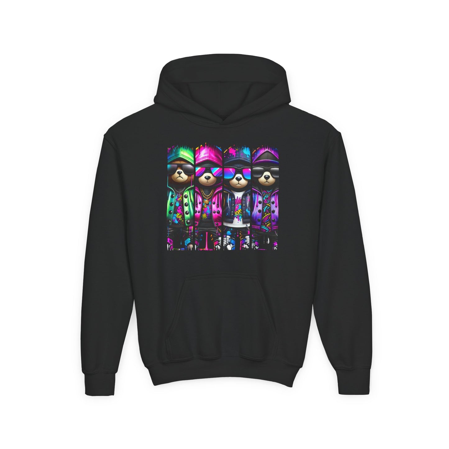Youth Heavy Blend Hoodie with Colorful Sloth Design, Fun Sweatshirt for Kids, Perfect Gift for Birthdays, Holidays, or Relaxation
