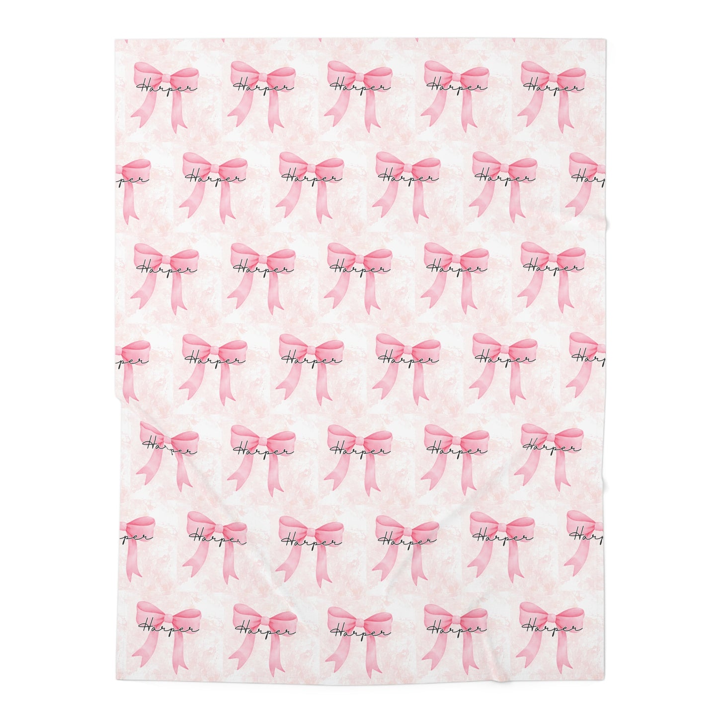 Personalized Baby Swaddle Blanket with Pink Bow Design, Nursery Essential, Baby Shower Gift, Infant Wrap, Newborn Blanket