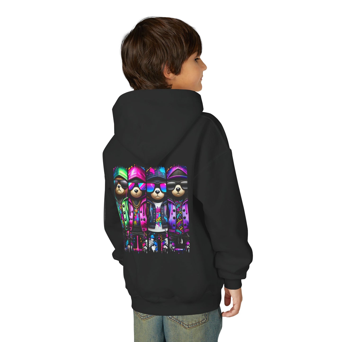 Youth Heavy Blend Hoodie with Colorful Sloth Design, Fun Sweatshirt for Kids, Perfect Gift for Birthdays, Holidays, or Relaxation
