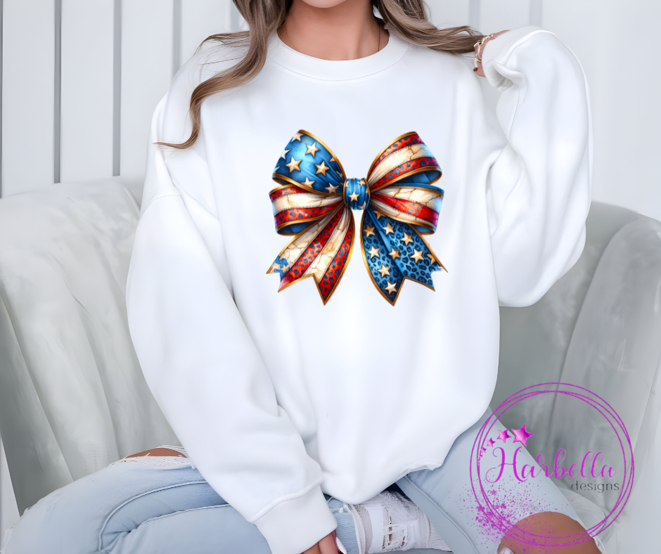 4th of July Bow crew neck or T-shirt