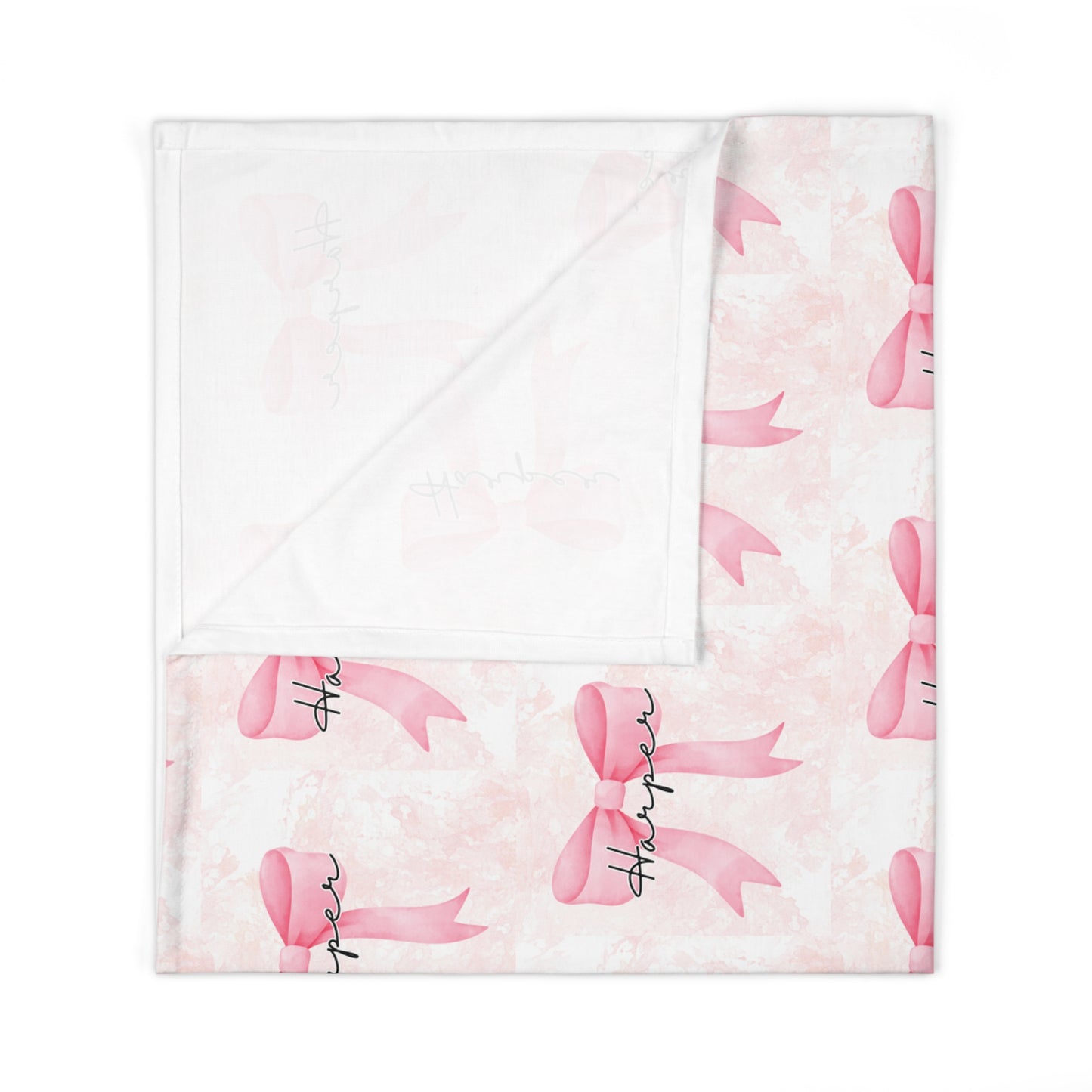 Personalized Baby Swaddle Blanket with Pink Bow Design, Nursery Essential, Baby Shower Gift, Infant Wrap, Newborn Blanket