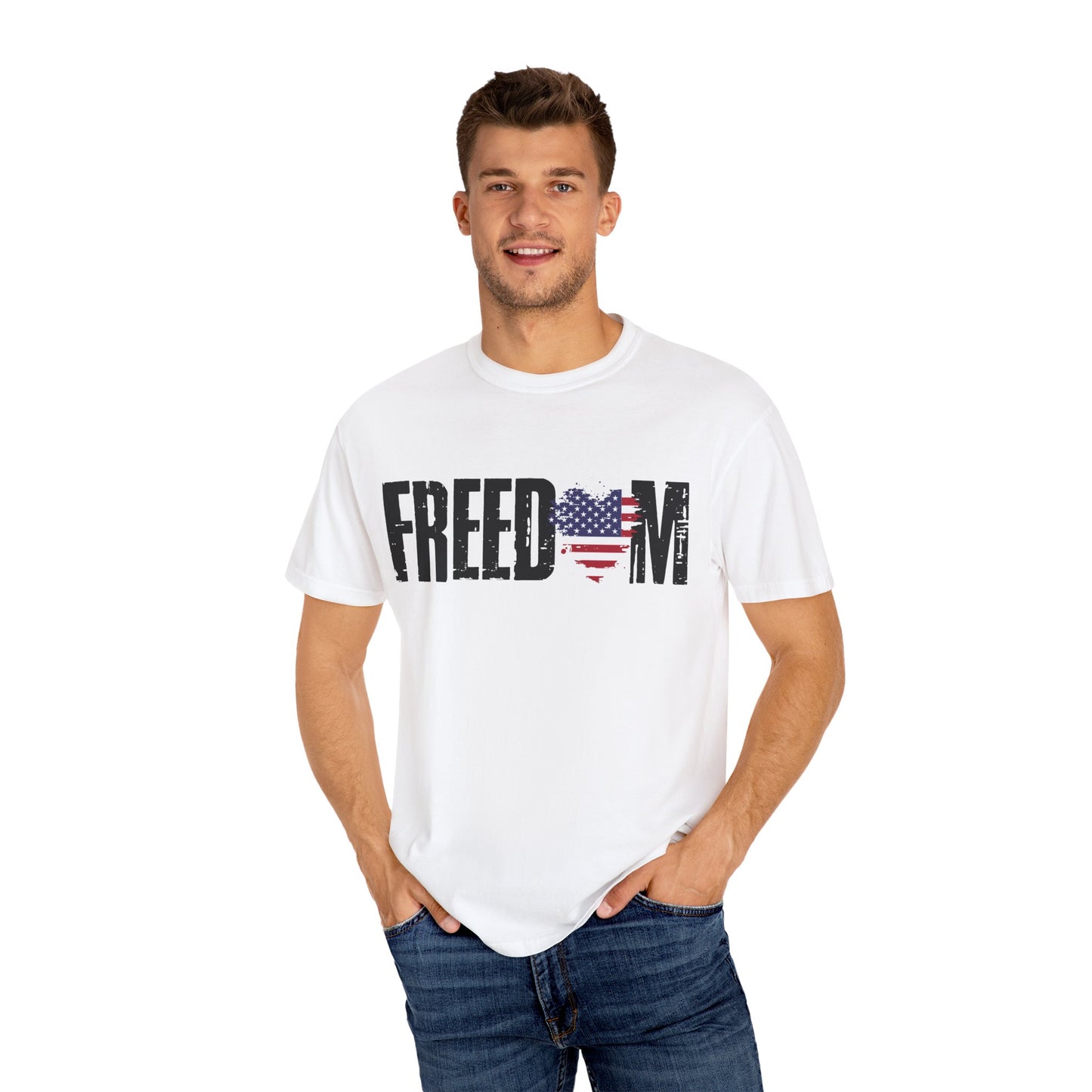 Freedom Unisex T-shirt - American Flag Heart Design