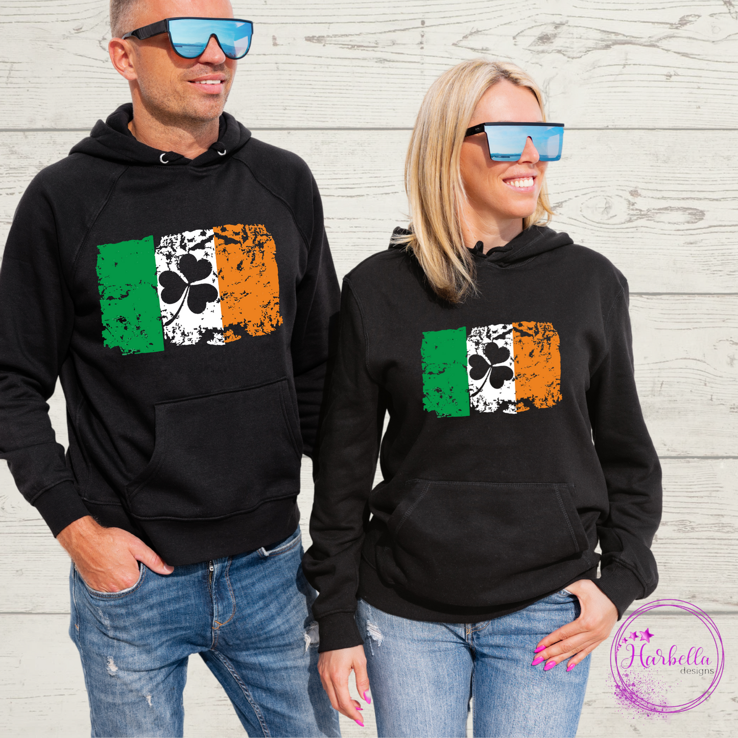 Ireland flag with shamrock hoodie