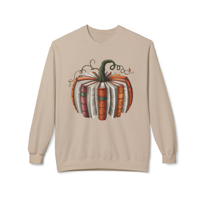 Pumpkin Books Crewneck Sweatshirt, Cozy Fall Sweater, Gift for Book Lovers, Halloween Apparel, Autumn Fashion