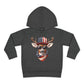 Toddler Pullover Fleece Hoodie, Cute Kids Hoodie, USA Deer Hoodie, Cozy Fall Outfit, American Flag Hooded Sweatshirt