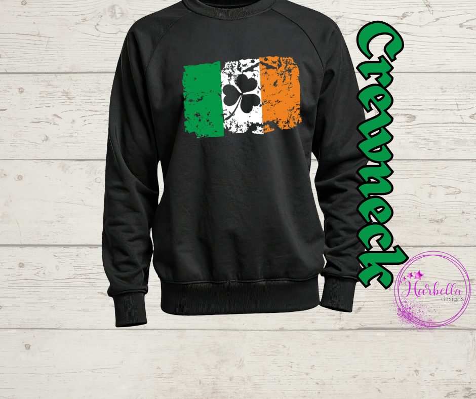 Home Is Where the Shamrock Is – Irish Flag Graphic Tee & Crewneck